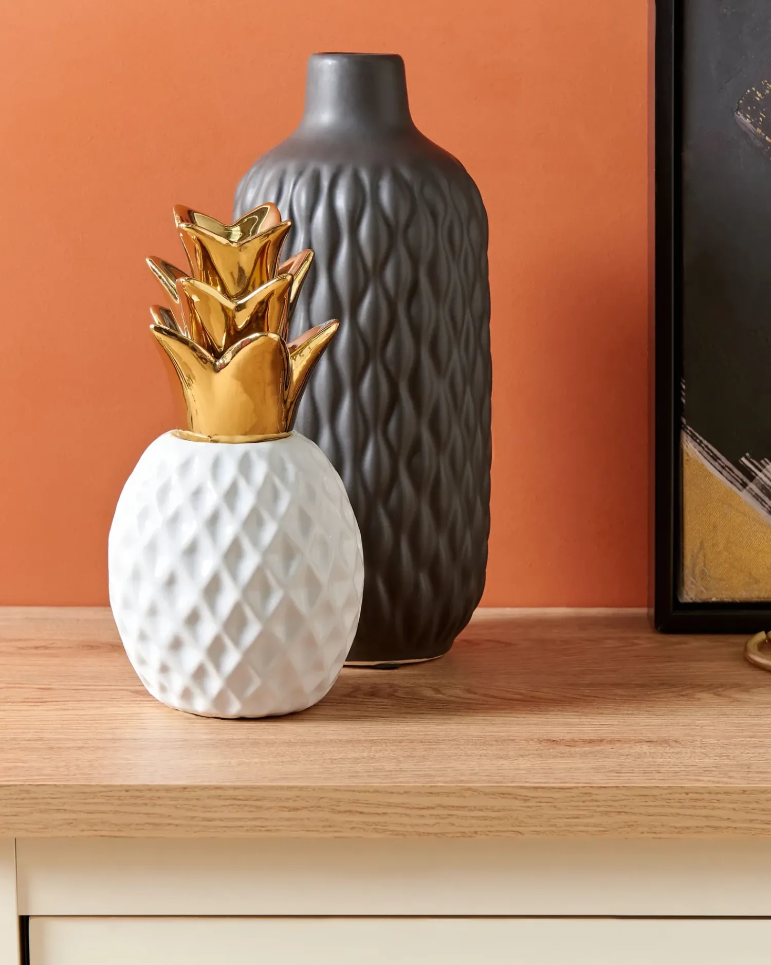 Beliani Accessorio decorativo Ananas TYANA Ceramica Bianco