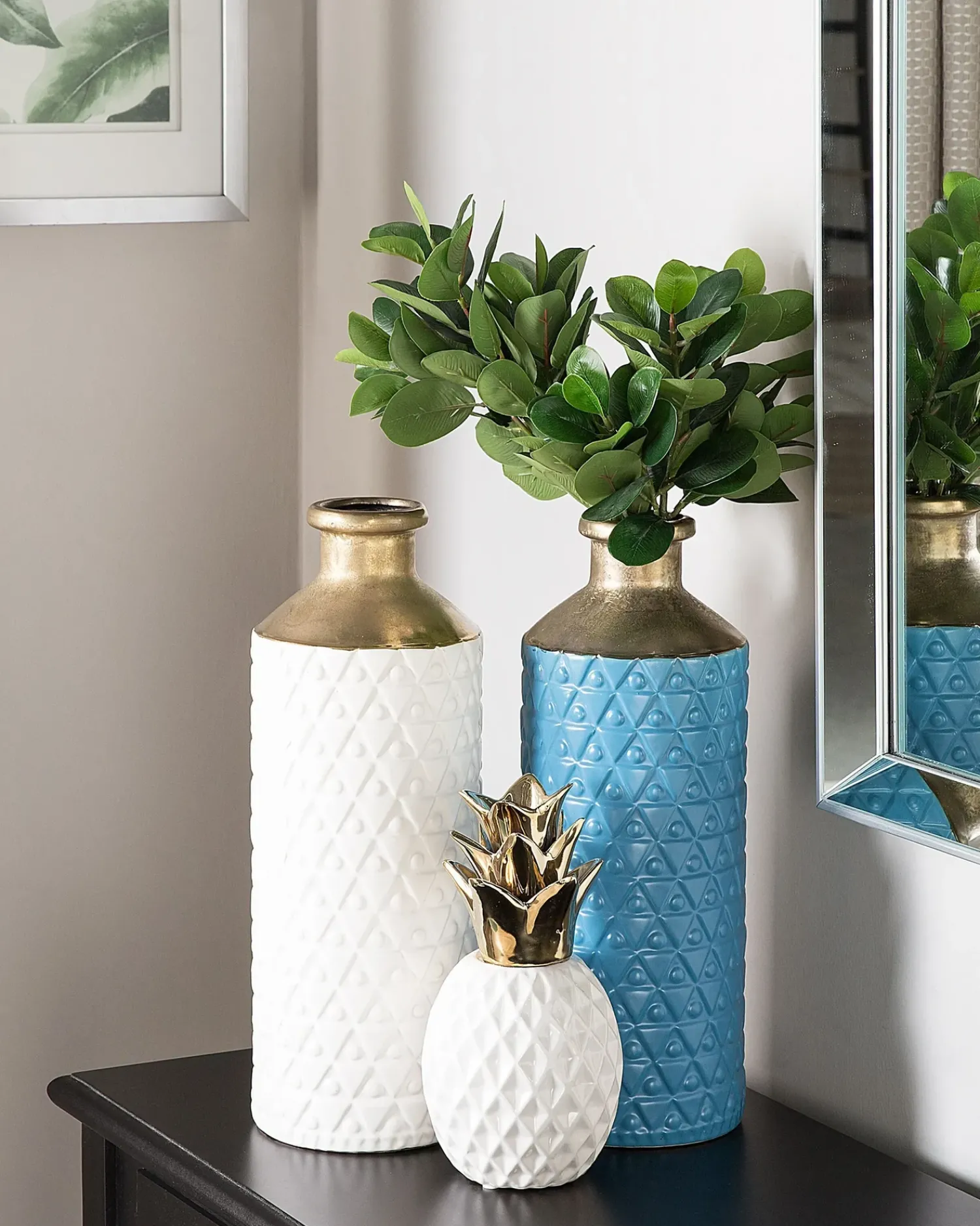 Beliani Accessorio decorativo Ananas TYANA Ceramica Bianco