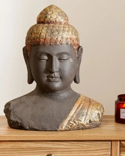 Outlet Beliani Accessorio decorativo Buddha CARUM Ceramica Nero Nero Oro