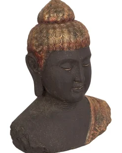 Outlet Beliani Accessorio decorativo Buddha CARUM Ceramica Nero Nero Oro
