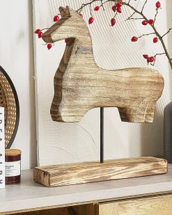 Clearance Beliani Accessorio decorativo Cavallo COLIMA Legno di Paulownia chiaro Marrone