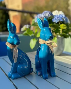 Hot Beliani Accessorio decorativo Coniglio JAMBLES Ceramica Blu