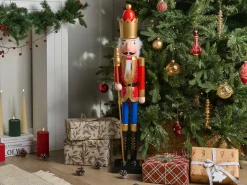 Hot Beliani Accessorio decorativo MALARAN Schiaccianoci 90 cm Rosso Oro Rosso Blu Nero