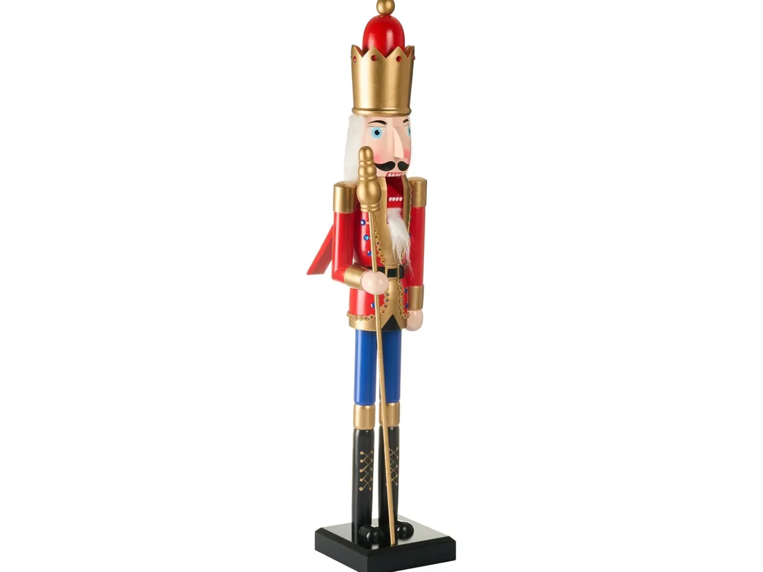 Hot Beliani Accessorio decorativo MALARAN Schiaccianoci 90 cm Rosso Oro Rosso Blu Nero