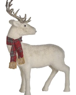 Beliani Accessorio decorativo MUSTOLA Renna Bianco Bianco Argento Rosso Verde