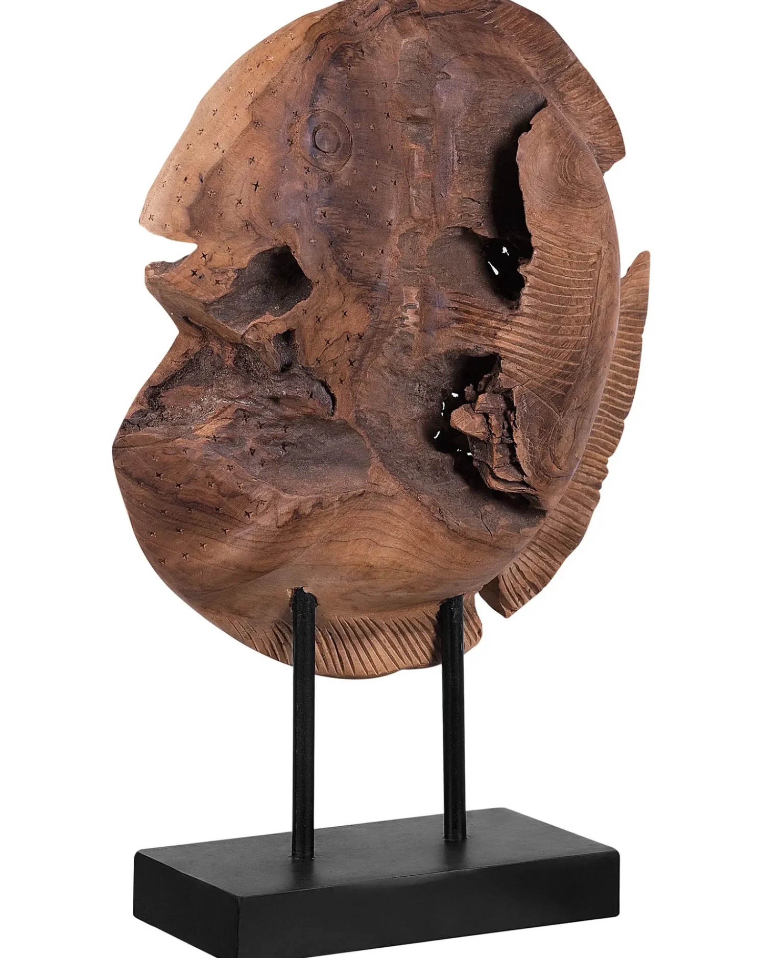 Sale Beliani Accessorio decorativo Pesce PLAICE FISH Legno di teak Marrone Marrone Nero