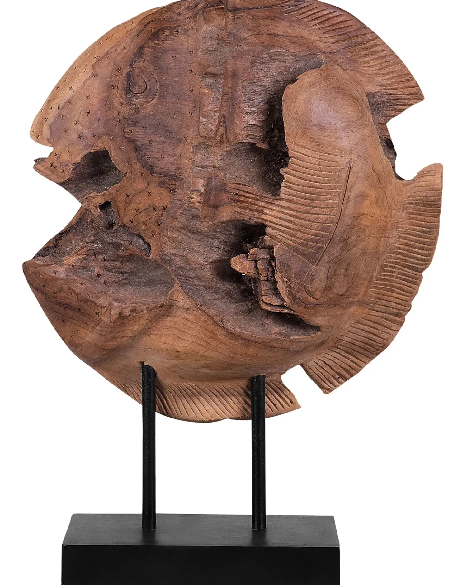 Sale Beliani Accessorio decorativo Pesce PLAICE FISH Legno di teak Marrone Marrone Nero
