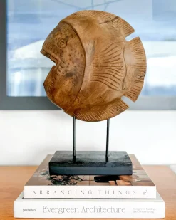 Sale Beliani Accessorio decorativo Pesce PLAICE FISH Legno di teak Marrone Marrone Nero