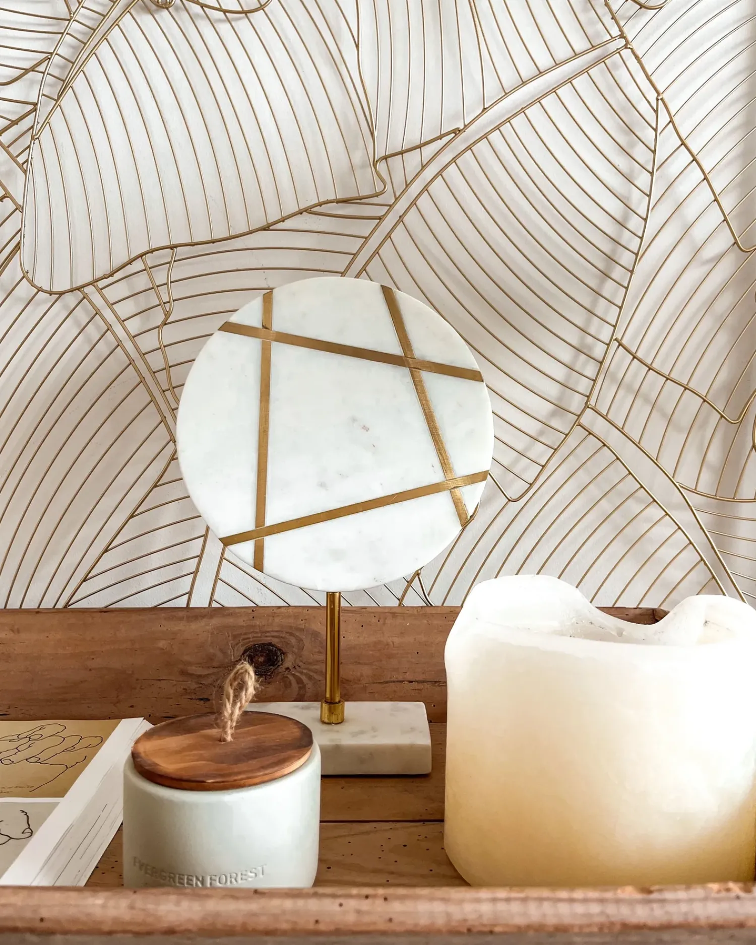 Hot Beliani Accessorio decorativo RETHIMNO Pietra Bianco Bianco Oro
