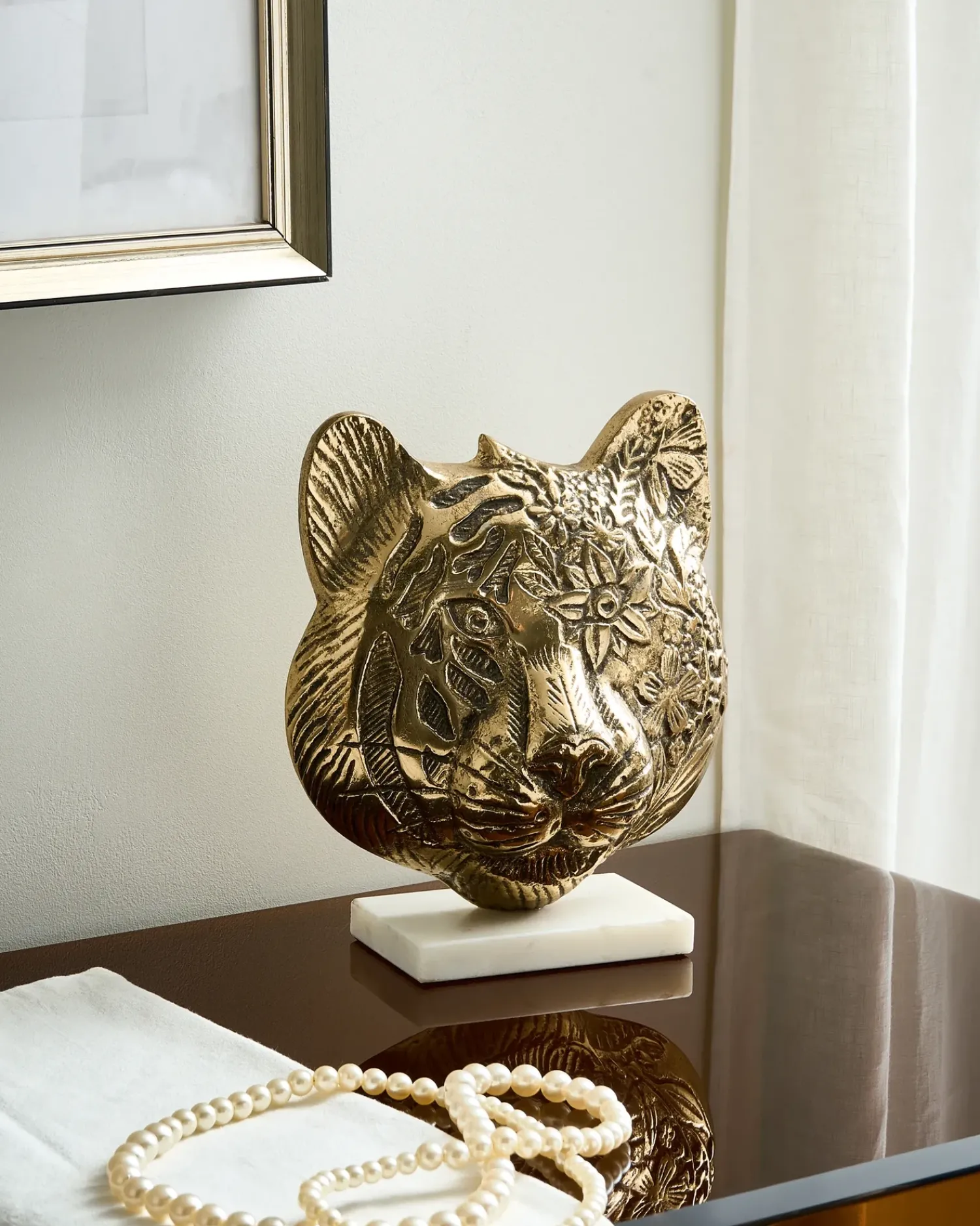 New Beliani Accessorio decorativo Tigre BROVA Metallo Oro Bianco Oro