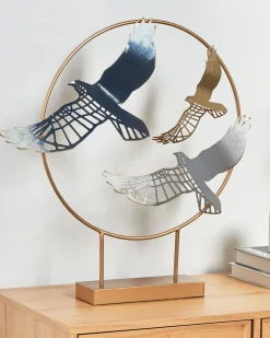 Sale Beliani Accessorio decorativo Uccello SAMARIUM Metallo Oro Blu Oro Grigio Nero