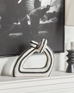 Clearance Beliani Accessorio decorativo ZANDER Gres porcellanato Nero/Bianco Bianco Nero