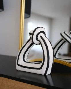 Clearance Beliani Accessorio decorativo ZANDER Gres porcellanato Nero/Bianco Bianco Nero