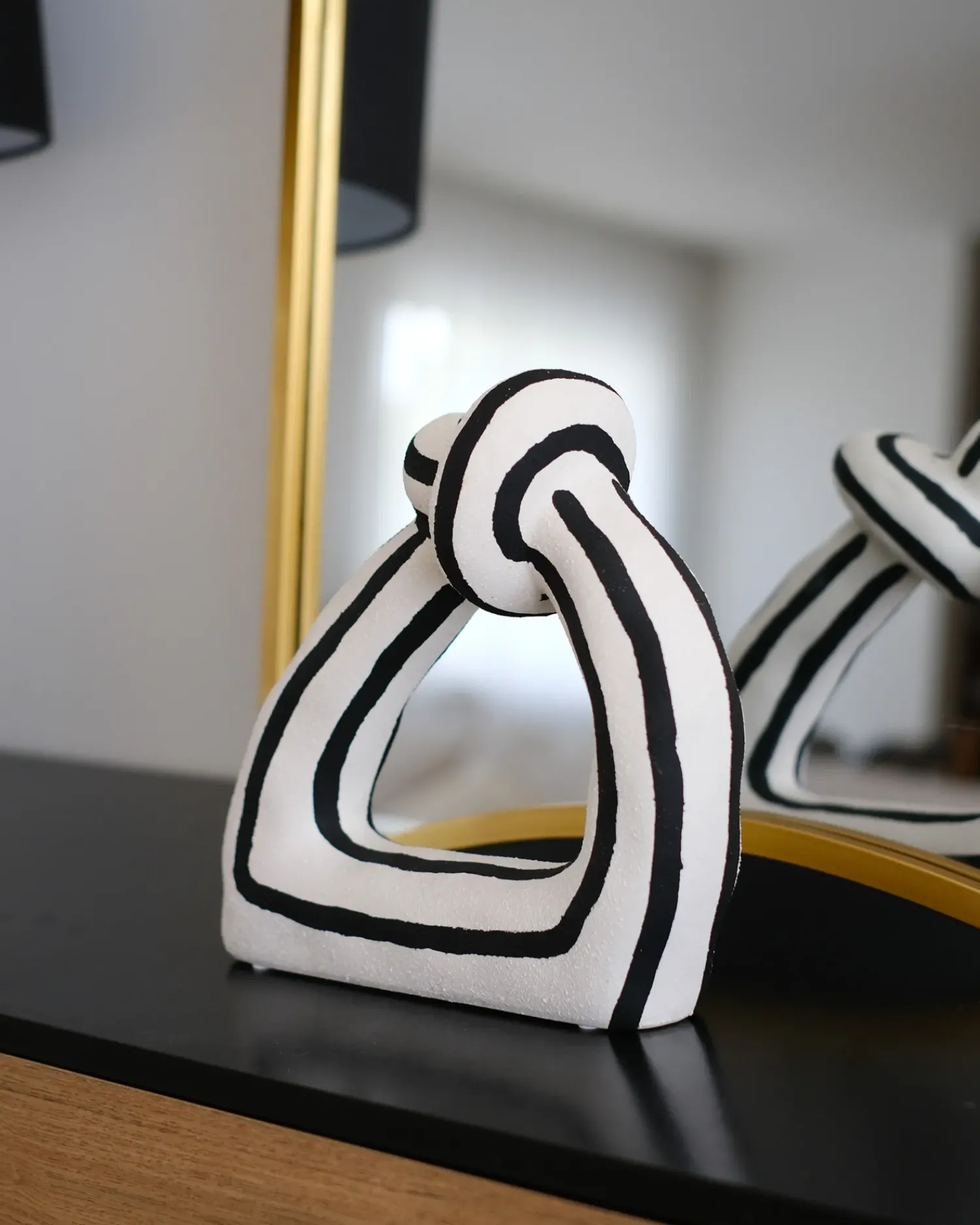 Clearance Beliani Accessorio decorativo ZANDER Gres porcellanato Nero/Bianco Bianco Nero