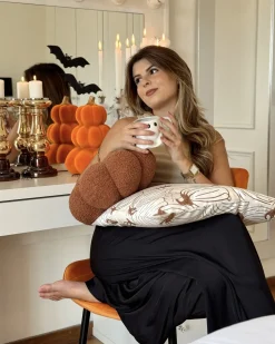 Best Beliani Accessorio decorativo Zucca KALAMATA Velluto Arancione Arancione Oro