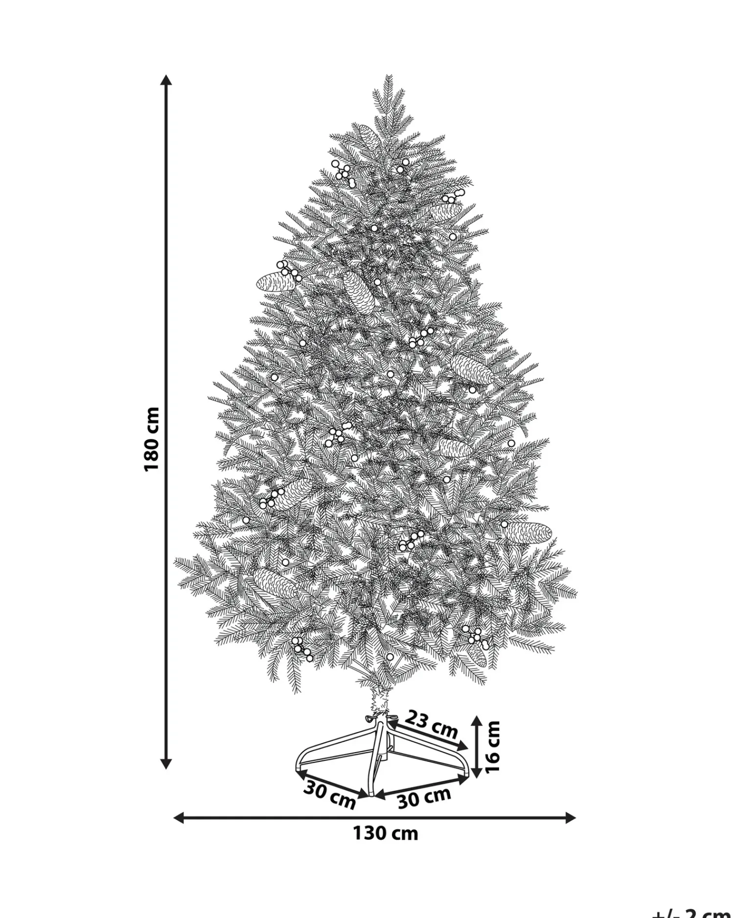 Best Beliani Albero di Natale artificiale LED JACINTO 180 cm Verde scuro Verde Nero