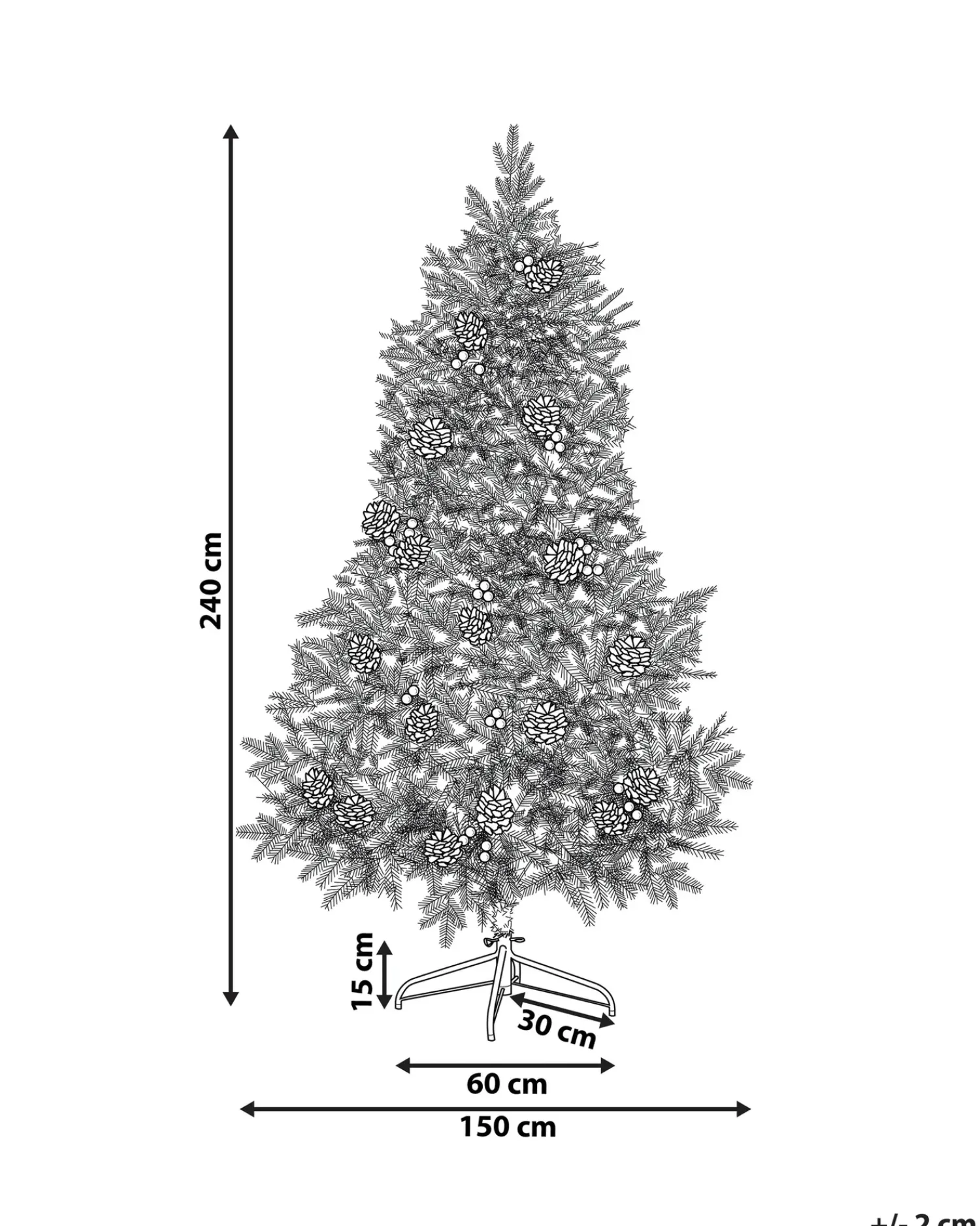 Beliani Albero di Natale artificiale DENALI Verde Bianco Rosso Verde