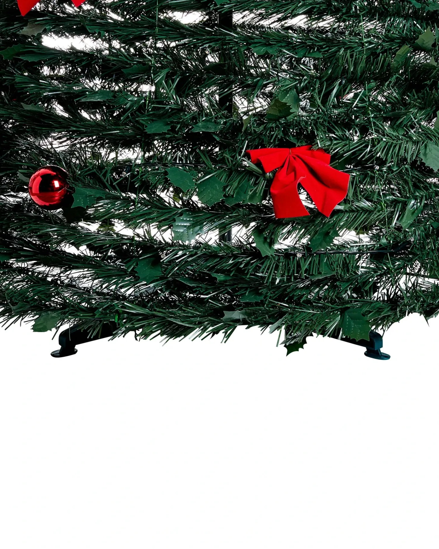 Beliani Albero di Natale artificiale Pieghevole LED PINEORA 185 cm Verde Rosso Verde