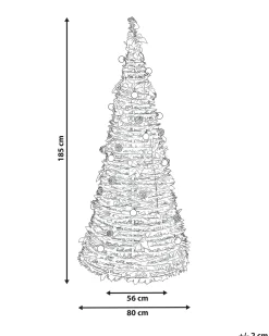 Beliani Albero di Natale artificiale Pieghevole LED PINEORA 185 cm Verde Rosso Verde