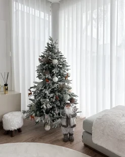 Outlet Beliani Albero natalizio innevato BASSIE Bianco Bianco Verde