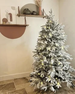 Sale Beliani Albero natalizio innevato BASSIE Bianco Bianco Verde