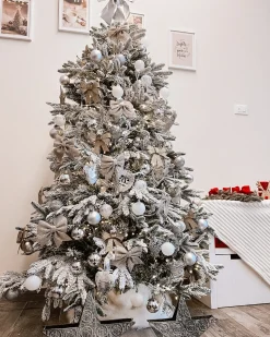 Sale Beliani Albero natalizio innevato BASSIE Bianco Bianco Verde