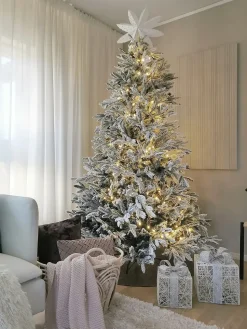 Best Beliani Albero natalizio innevato BASSIE Bianco Bianco Verde