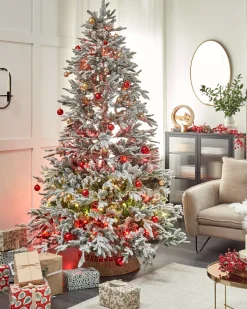 Discount Beliani Albero natalizio innevato BASSIE Bianco Bianco Verde