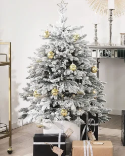 Outlet Beliani Albero natalizio innevato FORAKER Bianco Bianco Verde