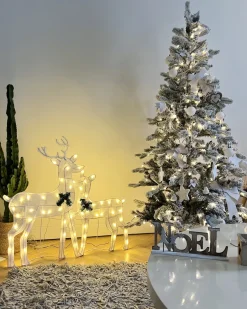 Discount Beliani Albero natalizio innevato LED TATLOW Verde Bianco Verde