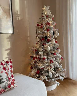 Discount Beliani Albero natalizio innevato LED TATLOW Verde Bianco Verde