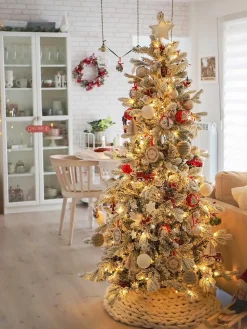 Discount Beliani Albero natalizio innevato LED TATLOW Verde Bianco Verde