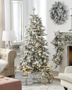 Discount Beliani Albero natalizio innevato LED TATLOW Verde Bianco Verde