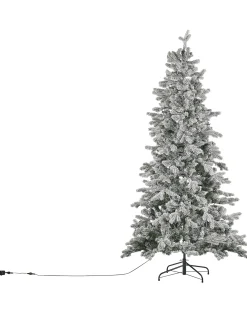 Beliani Albero natalizio innevato LED TATLOW Verde Bianco Verde