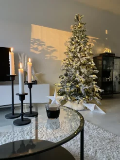 Beliani Albero natalizio innevato LED TATLOW Verde Bianco Verde