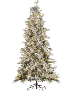 Beliani Albero natalizio innevato LED TATLOW Verde Bianco Verde