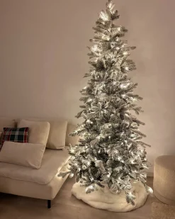 Beliani Albero natalizio innevato LED TATLOW Verde Bianco Verde