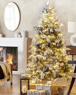 Discount Beliani Albero natalizio innevato LED MIETTE 180 cm Bianco Bianco Verde