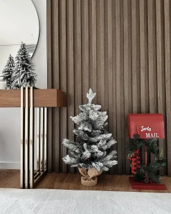 Outlet Beliani Albero natalizio innevato LED MALIGNE 90 cm Bianco Beige Bianco Verde