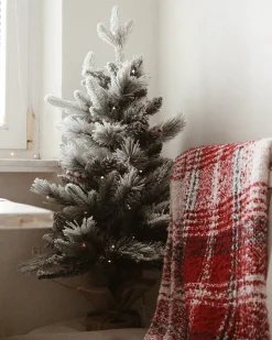Outlet Beliani Albero natalizio innevato LED MALIGNE 90 cm Bianco Beige Bianco Verde