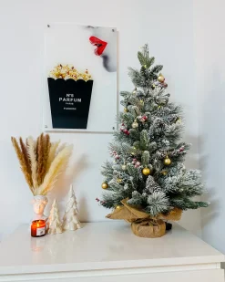 Outlet Beliani Albero natalizio innevato LED MALIGNE 90 cm Bianco Beige Bianco Verde