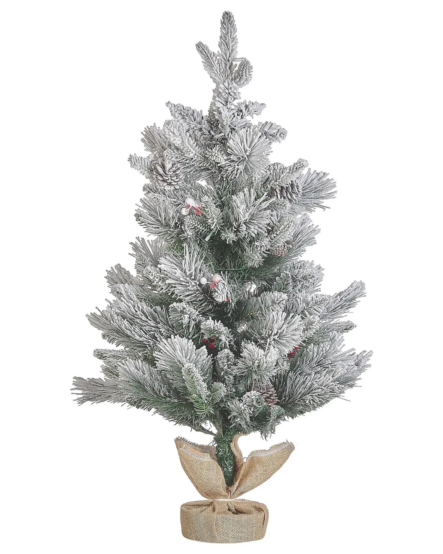 Outlet Beliani Albero natalizio innevato LED MALIGNE 90 cm Bianco Beige Bianco Verde