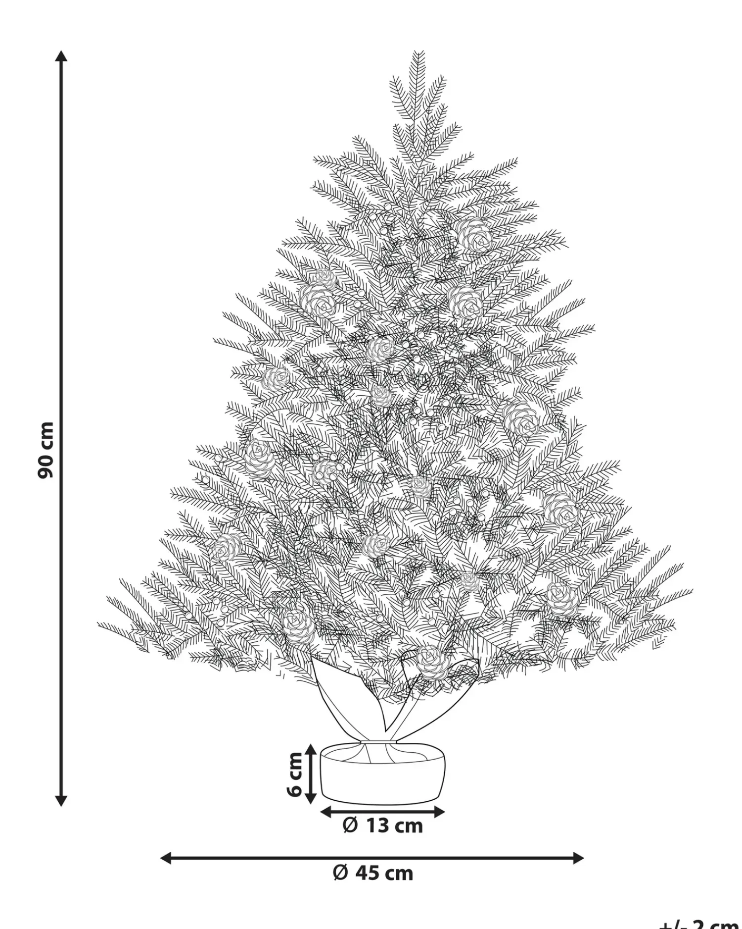 Outlet Beliani Albero natalizio innevato LED MALIGNE 90 cm Bianco Beige Bianco Verde