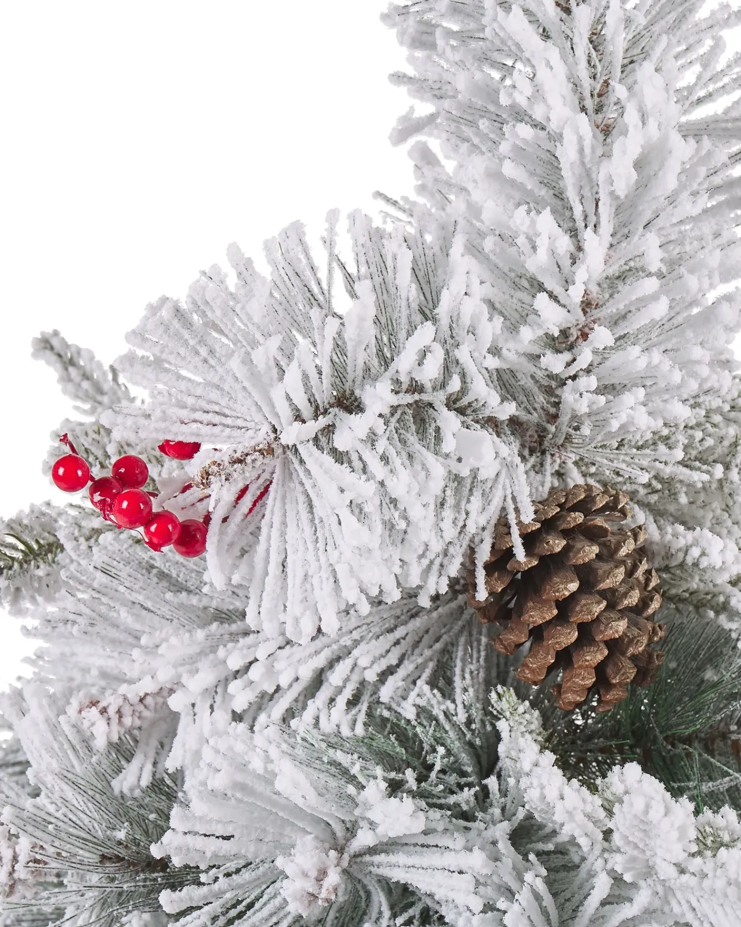 Outlet Beliani Albero natalizio innevato MASALA Bianco Bianco Verde
