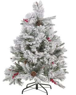 Outlet Beliani Albero natalizio innevato MASALA Bianco Bianco Verde