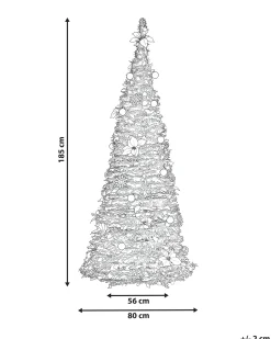 New Beliani Albero natalizio innevato Pieghevole LED FIRVANA 185 cm Bianco Bianco Argento Verde
