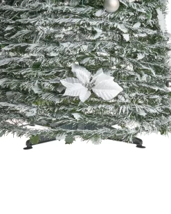 New Beliani Albero natalizio innevato Pieghevole LED FIRVANA 185 cm Bianco Bianco Argento Verde