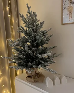 New Beliani Albero natalizio innevato RINGROSE 90 cm Verde Beige Bianco Verde
