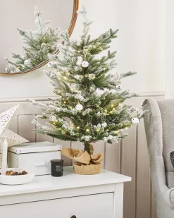 New Beliani Albero natalizio innevato RINGROSE 90 cm Verde Beige Bianco Verde