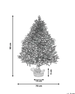 New Beliani Albero natalizio innevato RINGROSE 90 cm Verde Beige Bianco Verde